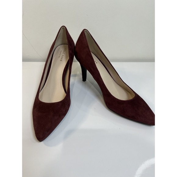 Cole‎ Haan Grand Womens Shoes Pumps Heels Burgandy Red Suede 7B Office Old Money - Picture 1 of 7